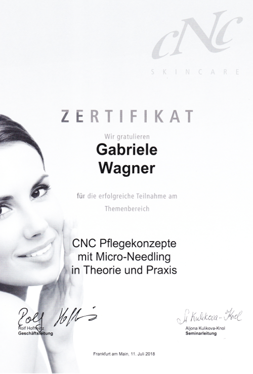 Zertifikat - CNC Pflegekonzepte mit Micro-Needling